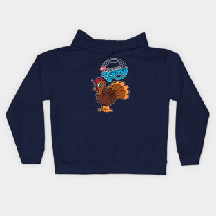 Cute Thanksgiving Christmas Turkey Cartoon 80's Cartoon Funny Parody Kids Hoodie